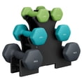 thumbnail image 4 of SONGMICS Juego de 3 Pares de Mancuernas con Soporte, 2 x 1 kg, 2 x 2 kg, 2 x 3 kg, Antideslizante, Verde Claro, Verde Agua y Gris Oscuro, 4 of 9