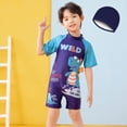 thumbnail image 4 of Traje de baño de una pieza con dibujos animados para niños, pantalones cortos de manga corta para niños, traje de baño conservador para bebés, 4 of 5