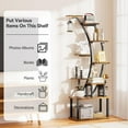 thumbnail image 7 of Tall Bookshelf with Lights, 2 Pack Ladder Bookshelves, 9 Tier Arched Home Office Storage Book Collectibles Shelves, 63" Modern Bookcase Display Shelf for Bedroom Living Room, Rustic Brown, 7 of 7