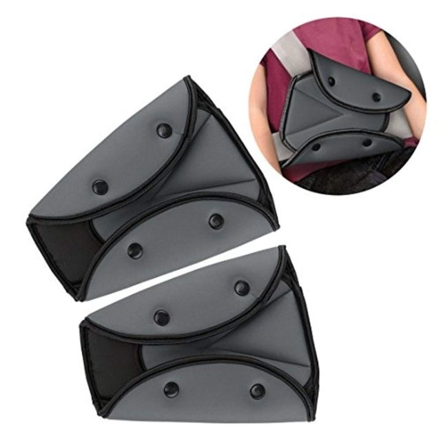 ZHAOCHENG (Gris) Ajustador de cinturón de seguridad para niños, paquete de 2 ajustadores triangulares de cinturón de seguridad para adultos pequeños, ajustador automático de correa de hombro, arnés de