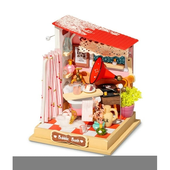 DIY Taste Life Kitchen Doll House with Furniture Children Adult Miniature Dollhouse Bubble Bath Wooden Kits Toy Gift DS