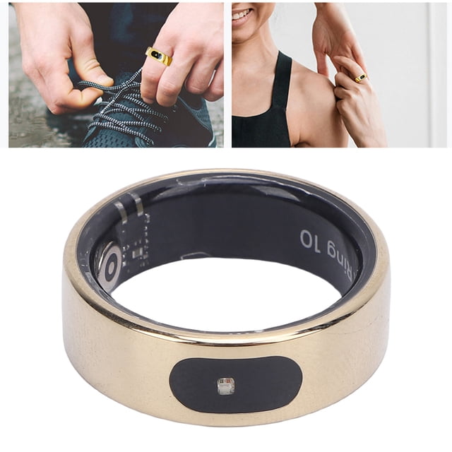 Fitness Tracker Ring, Smart Ring 5ATM Touch Control with Charging Case for Running Black,Gold