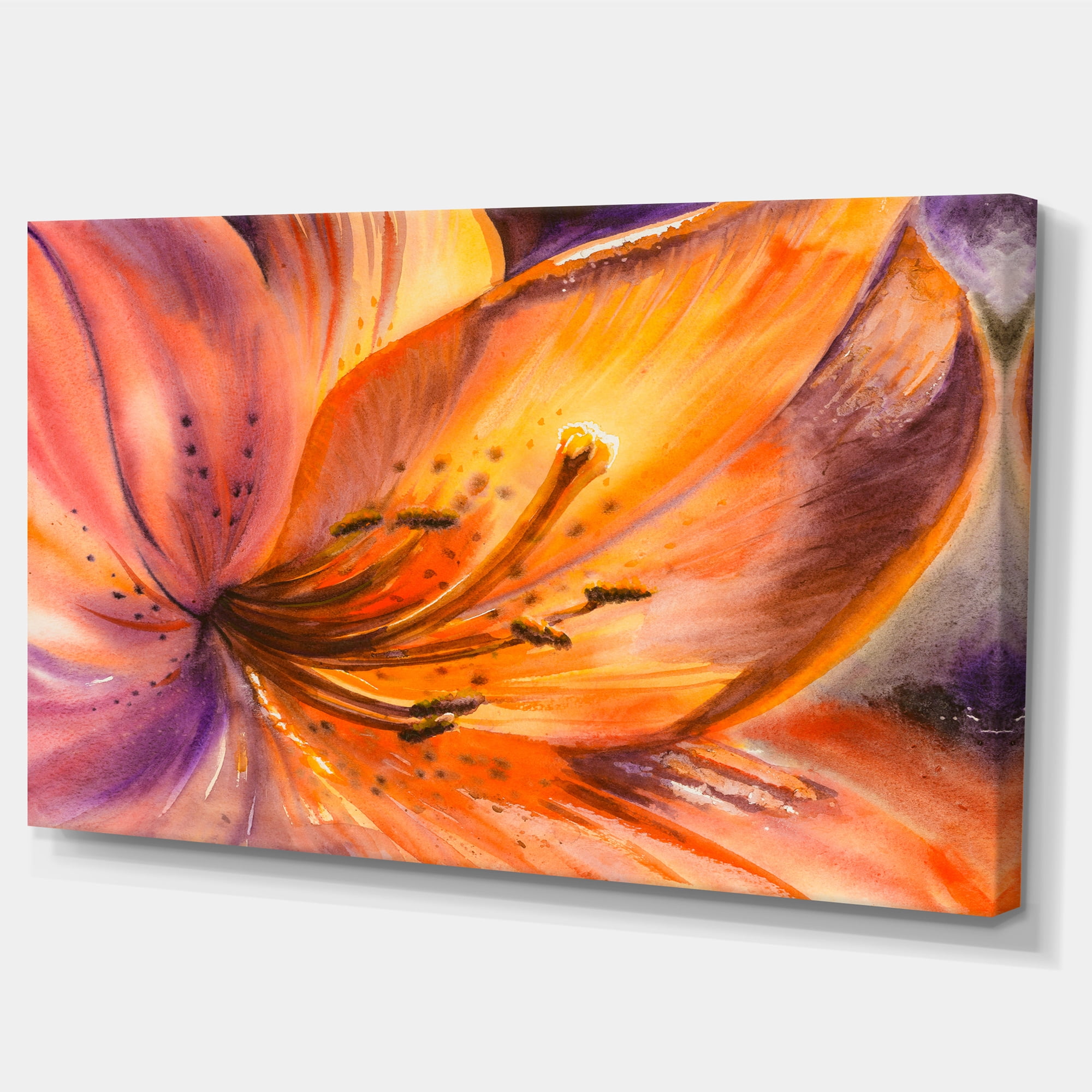 Designart 'Orange Lily Flower ' Large Floral Canvas Art Print