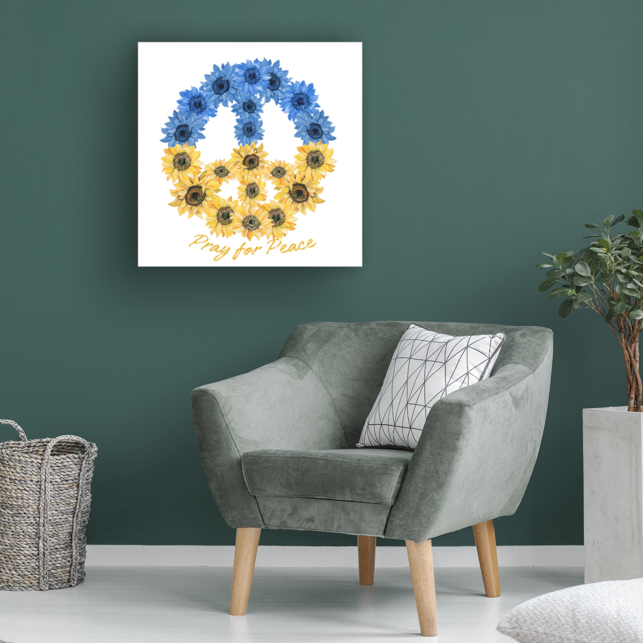 Canvas Wall Art - Jean Plout 'Pray for Peace' Wall Art for Living Room, Bedroom, or Office Décor by Trademark Fine Art - 35 x 35 Inches