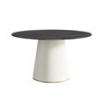 thumbnail image 3 of LovingAHome 53-Inch Modern Round Sintered Stone Top Kitchen Dining Table with Solid Wood Pedestal, White, 3 of 7