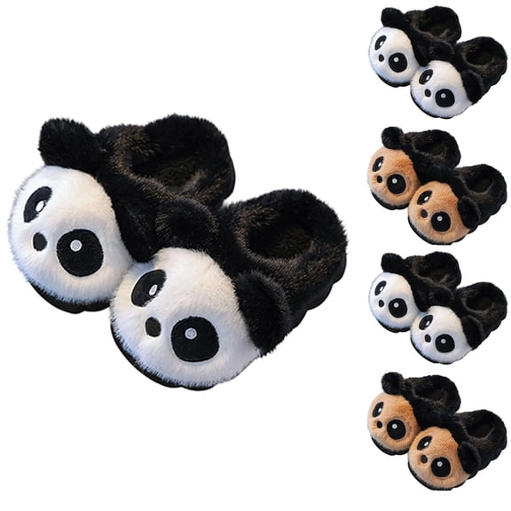 Boys Girls Panda Plush Slippers Non Slip Fuzzy Soft Warm Home Shoes Fall Winter Indoor Bedroom Cozy Footwear