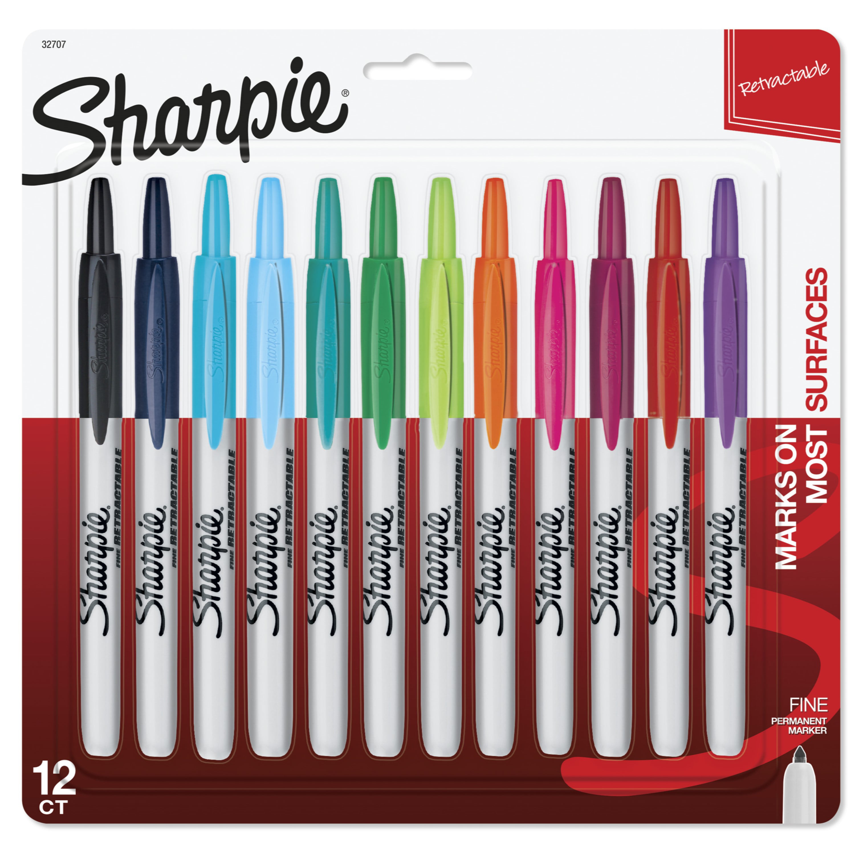 Assorted Colors Sharpie Fine Point Permanent Markers 12-Pack 
