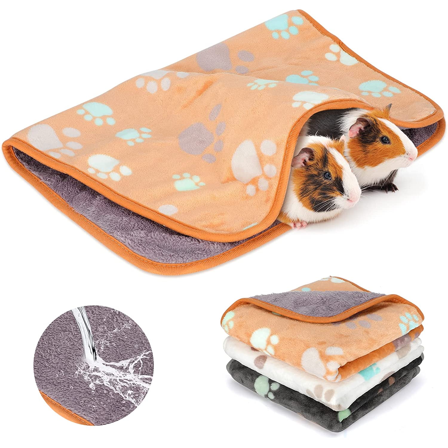 Waterproof Guinea Pig Blankets Washable 3 Pack Small Animal Fleece Cage