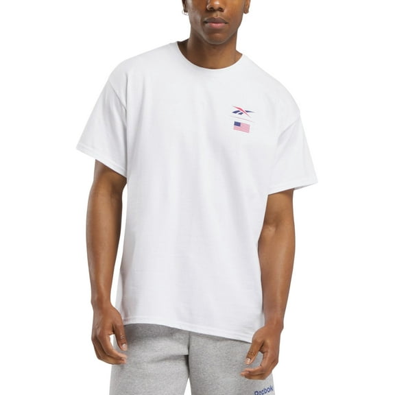 Reebok Men Regular fit Short Sleeve T-Shirt Shirt Large White Solid