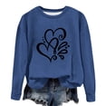 thumbnail image 4 of Women's Casual Crew Neck Graphic Sweatshirts Love Heart Print Long Sleeve Cute Tops Teens Girls Casual Spring T Shirts(Blue,M), 4 of 5