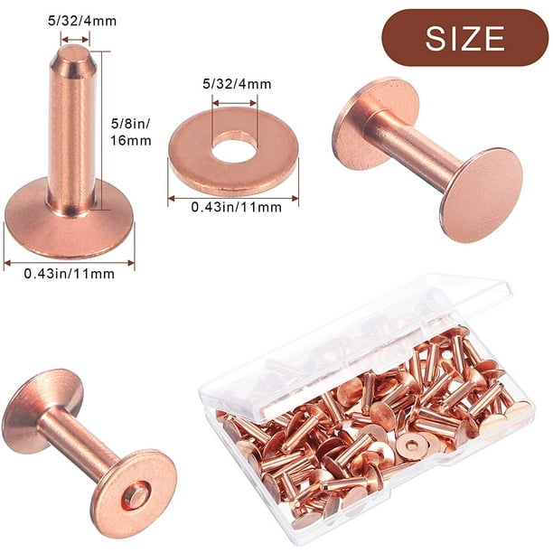50 Sets Copper Rivets and Burrs, Copper Rivets for Leather Pure Copper  Rivet Setting Tool for Belts Wallets Collars Leather DIY Craft Supplies  (9/16