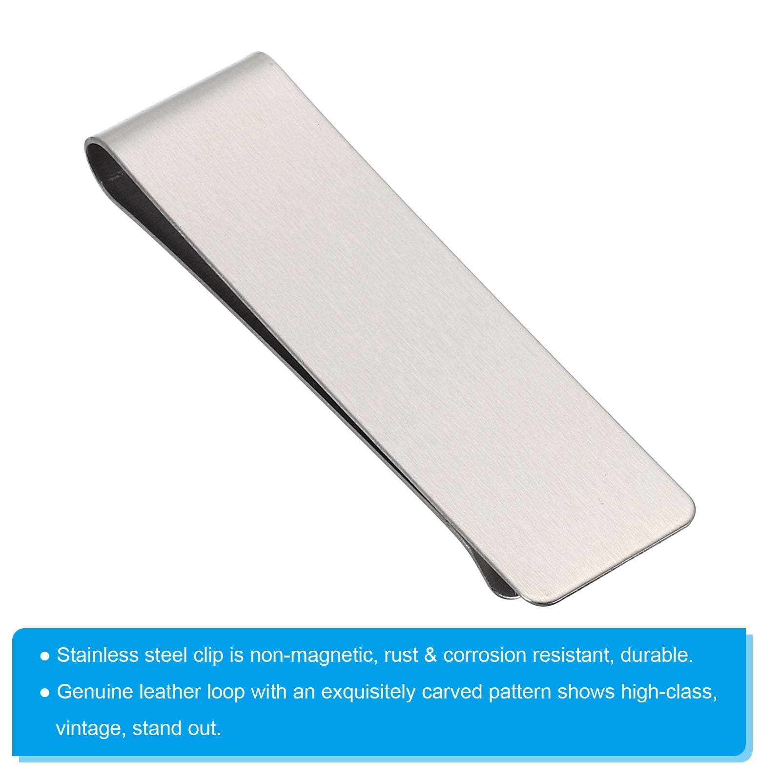 Unique Bargains Pen Loop for Notebook, 4 Pack Slim Stainless Steel Clip, Silver
