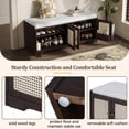 thumbnail image 3 of GZXS Shoe Storage Bench with Seat Cushion, Entryway Bench with 4 Doors, Door Rack and Adjustable Shelves, Easy to Assemble, 47.4"W x 15.7"D x 19.7"H, Espresso, 3 of 10