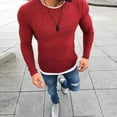 thumbnail image 3 of SPRING PARK Men's Autumn Winter Solid Color O Neck Long Sleeve Knitted Pullover Slim Thin Sweater, 3 of 4