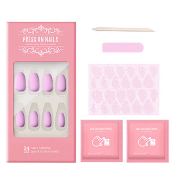 Ibcccndc Matte Press On Nails Quick Nail Art Mate de longitud media Ballet Coffin Uñas postizas Parc ibcccndc Rosa claro