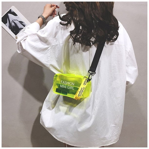 Bolso de verano tipo gelatina, pequeño, transparente, tipo sillín, portátil, bandolera con cadena, para mujer