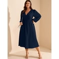 thumbnail image 4 of AURA Women's Plus Size Fall Wedding Guest Dress Wrap V Neck Swiss Dot Lantern Long Sleeve Swing Boho Casual Dresses, 4 of 6