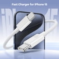 thumbnail image 2 of [2 Pack] Hionly 6ft Braided USB-C to USB-C Cable W/ Strap, Cable for iPhone 15 Models and more - White, 2 of 7