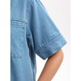 thumbnail image 5 of INSPIRE CHIC Women's Short Sleeve Denim Jacket Button Down Boxy Shirt Tops Casual Jean Jackets L Light Blue, 5 of 6