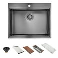 thumbnail image 2 of 27" X 22" Drop in Workstation,  Stainless Steel Kitchen Sink, Drop in Sink, Topmount Single Bowl Sinkwith All Sink Accessories, Gunmetal Black, 2 of 6
