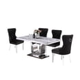 thumbnail image 2 of Rectangular White Marble 5 Piece Dining Set with Silver Stainless Steel Base, 2 of 5