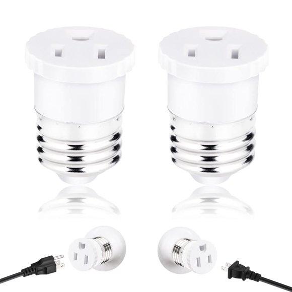 Paquete de 2 adaptadores de enchufe a enchufe ErqiLuji (blanco)