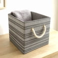 thumbnail image 4 of Hometrends 26 x 26 x 26cm H Panier de stockage en tissu de lin faux pliable avec poignées de corde de coton (unique), 4 of 4