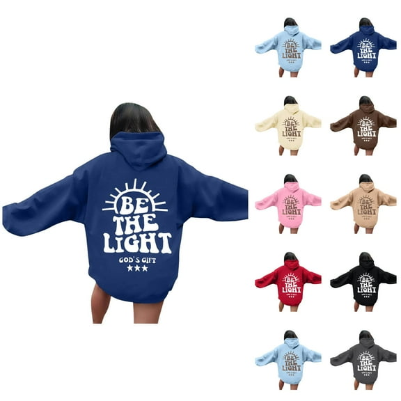 Christian Hoodies for Women 2025 Be The Light God's Gift Graphic Hoodie with Pockets Hooded Sweatshirt Women Pullover