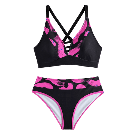 Divhosrg High Waisted Bikini Sets for Women Sporty  Bikini Sets for Women Cheeky  Cupshes Bathing Suits for Women  Womens Swimsuits Tummy Control  Hot Pink Swimsuits for Women 2024 2XL