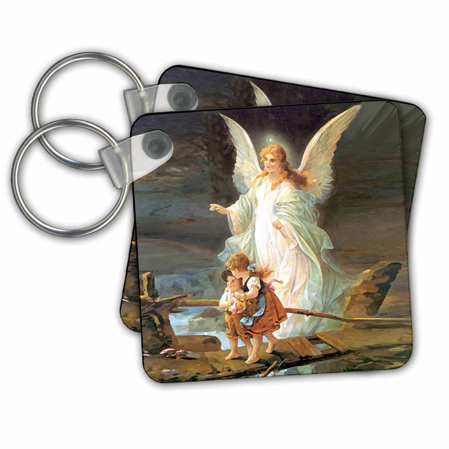 3dRose 3dRose Guardian Angel Key Chains, 2.25 by 2.25inches, set