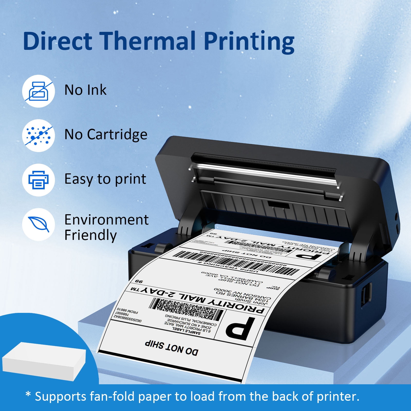 Shipping Label Printer 4x6, Bluetooth Thermal Label Printer for Small Business, Warehouse or Home Office, Compatible with Windows iOS Android Mac, USPS Amazon Ebay Etsy Black