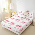 thumbnail image 4 of Feelyou Kawaii Bowknot Girl Bed Sheets, White Pink Bow King Sheets, Dreamy Princess Style Sheet Set, Breathable Home Decor, 4 Pieces, 4 of 7