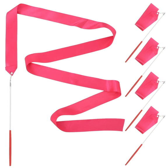 Masteelf 5pcs Dancing Gymnastic Ribbon Sticks Colored Ribbon Performance Ribbons with Sticks