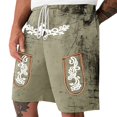 thumbnail image 4 of IWRICH Men's Graphic Printed Retro Shorts Elastic Waist Drawstring Short Pants Casual Fashion Plus Size Pants with Pockets Light Green L, 4 of 4