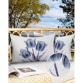thumbnail image 2 of Pack of 2 Outdoor Pillow Covers, Abstract Blue Tulip Ray White Texture Waterproof Square Throw Pillowcase Cushion Decorative Pillow Covers for Couch Patio Tent, 20x12 in, 2 of 6
