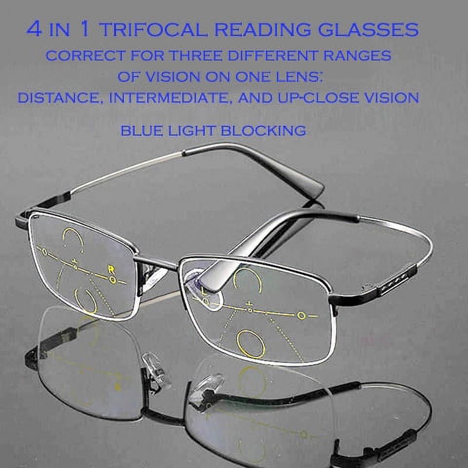Progressive Multifocal Reading Glasses Blue Light Blocking For Men For Women No Line Trifocal