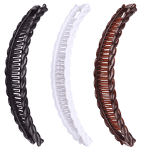 3 Pieces Clincher Combs Banana Combs Banana Clip Grip Comb Fishtail Fish Hair Lady Fish Shape Ponytail Banana Clip Girls Long Women Clamp Accessory (Brown, White, Black)
