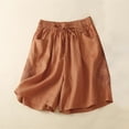 thumbnail image 2 of JJHGVB Womens Linen Shorts Flowy Shorts Beach Vacation Clothes Pure Color Shorts High Waisted Wide Leg Wide Leg Shorts for Women Shorts for Women Comfy Resort Wear Workout Shorts Orange 2XL, 2 of 3