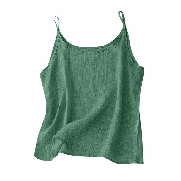 Blusa Cami de lino Cltopsku sin mangas 100% algodón para mujer