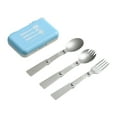 thumbnail image 1 of Juego de cubiertos para acampar, utensilios, tenedor de ensalada doblado, cuchara, juego de tenedor, vajilla para exteriores, cubiertos para barbacoa, Azul, 1 of 8