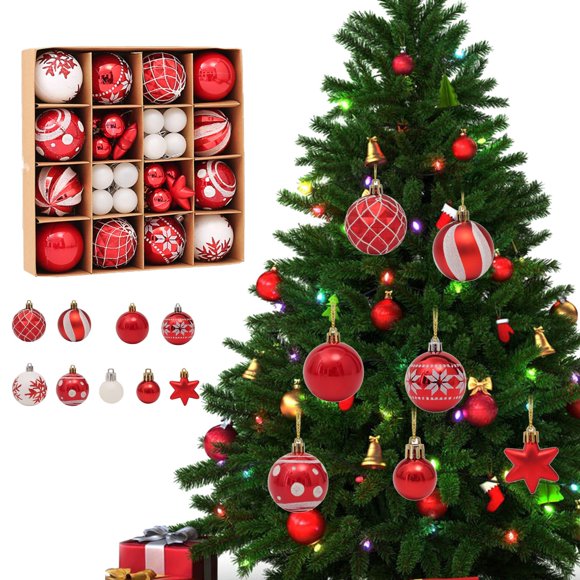 Hbdhejl Christmas Tree Ornament Gift Ornament 42 Pcs Christmas Coloured Drawing Or Pattern Christmas Ornament New Decoration Ornaments