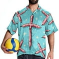 thumbnail image 4 of Easter Cross Men's Spread Collar Poplin Beach Shirts - Casual Printed Button Down Short Sleeve Summer Tops for Unisex, 4 of 6