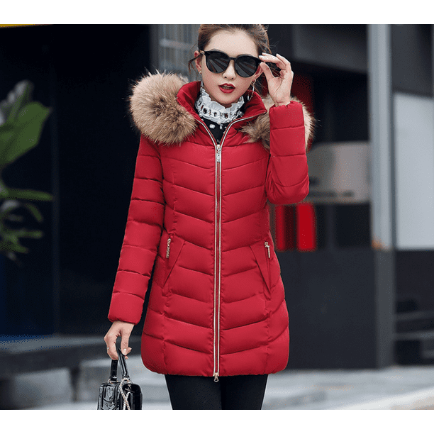 Winter Women's Casual Solid Color Jacket Outdoor Large Size Hooded  Windproof Jacket Slim Fit Army Wine