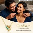 thumbnail image 6 of Linawe Emerald Green Interlocking Double Circle Necklace for Women, 14K Gold Plated Stainless Steel Chain, Rhinestone Diamond Crystal Moissanite Birthstone Pendant Dainty Necklaces, 6 of 7