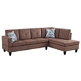 thumbnail image 2 of Hommoo Living Room Furniture Set, Corduroy Modern Sectional Sofa, L Shaped 4-Seat Couch Sofa for Home, Apartment, Dorm, 16'' Back Height, Brown(No Ottomas), 2 of 8