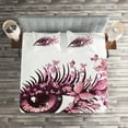 thumbnail image 2 of Ambesonne Butterfly Quilted Coverlet 3 Pcs, Woman Eyelashes, King Size, Pale Pink Purple, 2 of 2