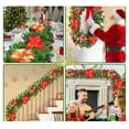 thumbnail image 4 of Pre-lit Christmas Garland with 30 LED Lights,Four Large Flowers and Three Small Flowers, Battery Operated Garland with Star Berry Faux Spruce for Outdoor Indoor Mantle Holiday Decor(Red1,71x2"), 4 of 9