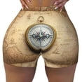thumbnail image 2 of Lsque Magnetic Old Compass On World Map Pattern High Waisted Biker Shorts for Women-Tummy Control Fitness Athletic Workout Running Yoga Gym Shorts,Moisture-Wicking-Medium, 2 of 9