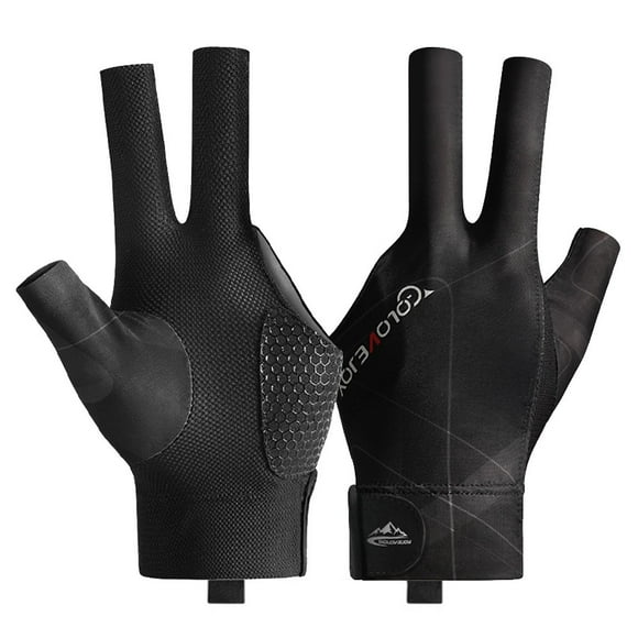 MYG for Snooker Pool Billiard Glove 3 Finger Cue Shooter Spandex Gloves Anti-Slip Compression Design Breathable Mesh Palm Adjustable Wrist Strap Black Gray Red