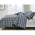thumbnail image 3 of Chezmoi Collection Chad 3-Piece Washed Cotton Comforter Set Full Size, Blue Green Light Beige Plaid Printed Bedding Set Reversible Lightweight Comforter for All Season, 3 of 9